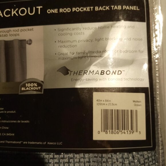 Eclipse Walken Solid Absolute Zero 100% Blackout Rod Pocket Single Window Panel - Picture 7 of 8